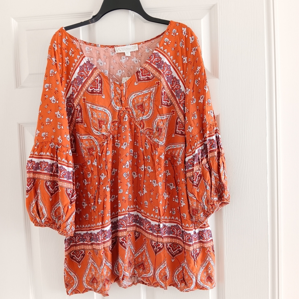 NEW Women's Orange Suzanne Betro Tunic Top Size 2X